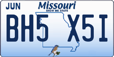 MO license plate BH5X5I