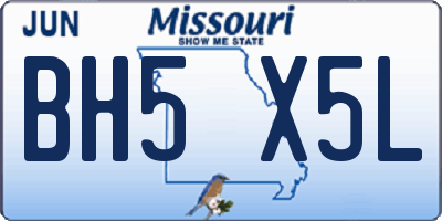 MO license plate BH5X5L