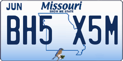 MO license plate BH5X5M