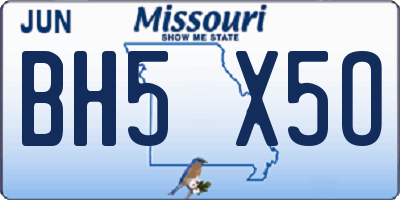 MO license plate BH5X5O