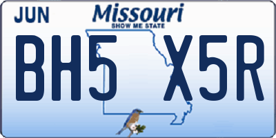 MO license plate BH5X5R