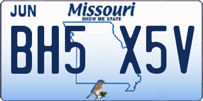 MO license plate BH5X5V