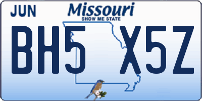 MO license plate BH5X5Z