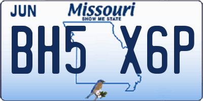 MO license plate BH5X6P