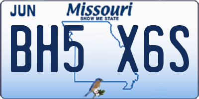 MO license plate BH5X6S