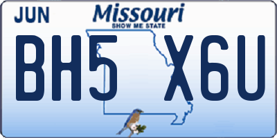 MO license plate BH5X6U