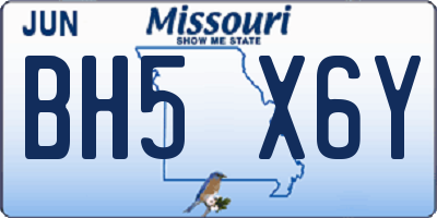 MO license plate BH5X6Y