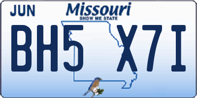 MO license plate BH5X7I