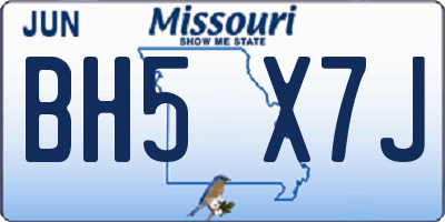 MO license plate BH5X7J
