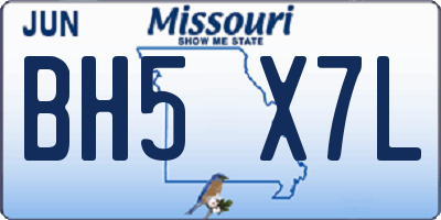 MO license plate BH5X7L