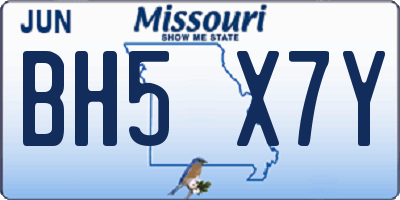 MO license plate BH5X7Y