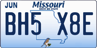 MO license plate BH5X8E