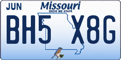 MO license plate BH5X8G