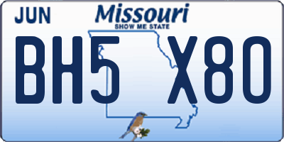 MO license plate BH5X8O