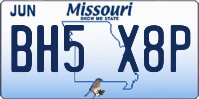 MO license plate BH5X8P