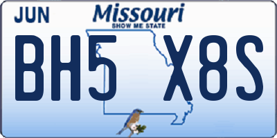 MO license plate BH5X8S