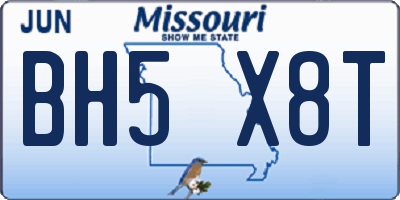 MO license plate BH5X8T