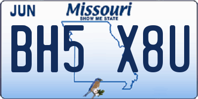 MO license plate BH5X8U