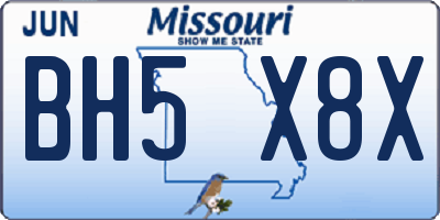 MO license plate BH5X8X