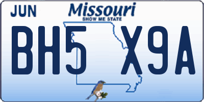 MO license plate BH5X9A