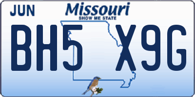 MO license plate BH5X9G