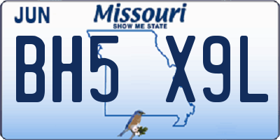 MO license plate BH5X9L