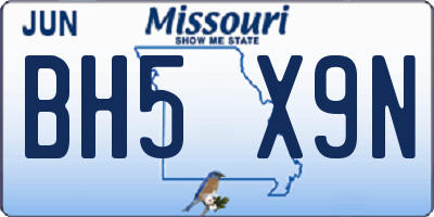 MO license plate BH5X9N