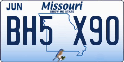 MO license plate BH5X9O