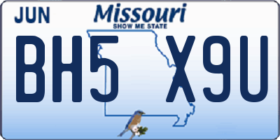 MO license plate BH5X9U