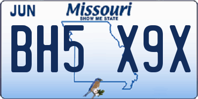 MO license plate BH5X9X