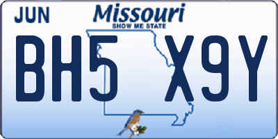MO license plate BH5X9Y