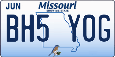 MO license plate BH5Y0G