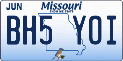 MO license plate BH5Y0I