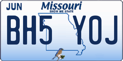 MO license plate BH5Y0J