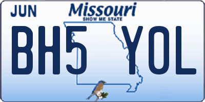 MO license plate BH5Y0L