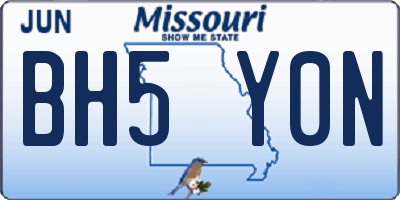 MO license plate BH5Y0N