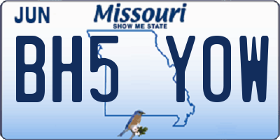 MO license plate BH5Y0W
