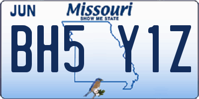 MO license plate BH5Y1Z