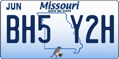 MO license plate BH5Y2H