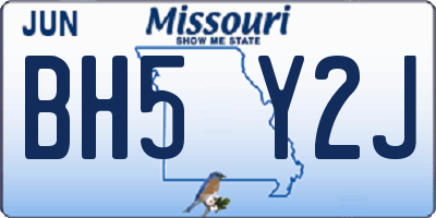 MO license plate BH5Y2J