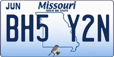 MO license plate BH5Y2N