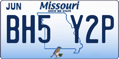 MO license plate BH5Y2P