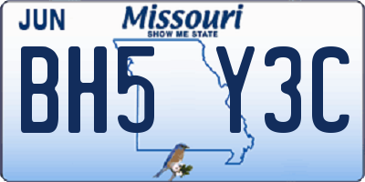MO license plate BH5Y3C