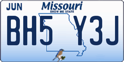 MO license plate BH5Y3J
