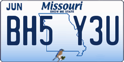 MO license plate BH5Y3U