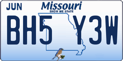 MO license plate BH5Y3W