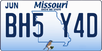 MO license plate BH5Y4D