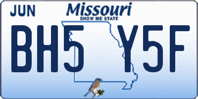 MO license plate BH5Y5F