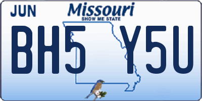 MO license plate BH5Y5U