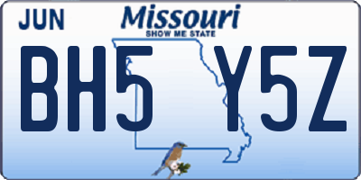 MO license plate BH5Y5Z